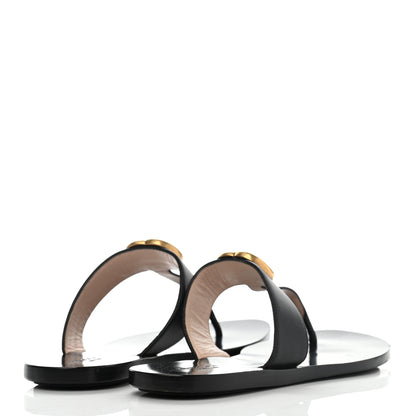 Gucci Calfskin GG Marmont Thong Sandals 37 Black 4 of 11