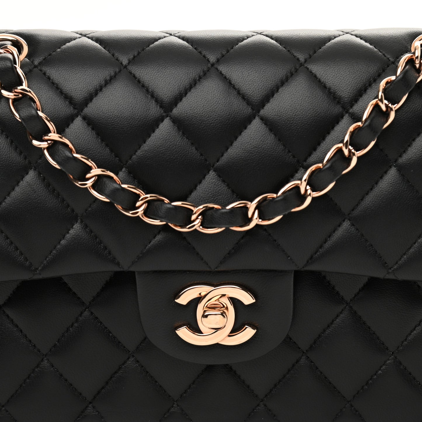 Lambskin Quilted Small Double Flap Black