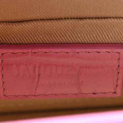 Jacquemus Calfskin Crocodile Embossed Le Chiquito Moyen Pink 6 of 8