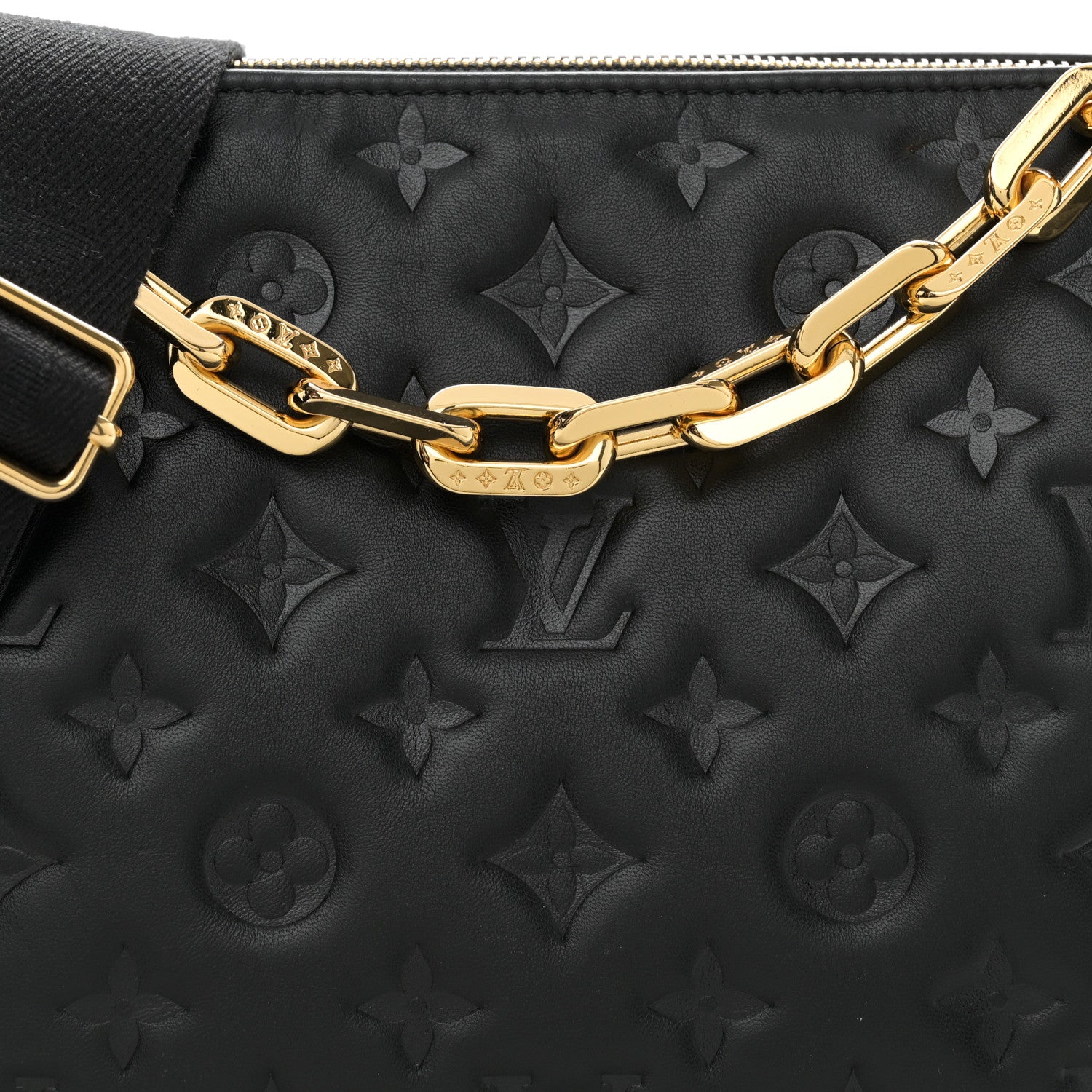 Louis Vuitton Lambskin Embossed Monogram Coussin PM Black 9 of 11