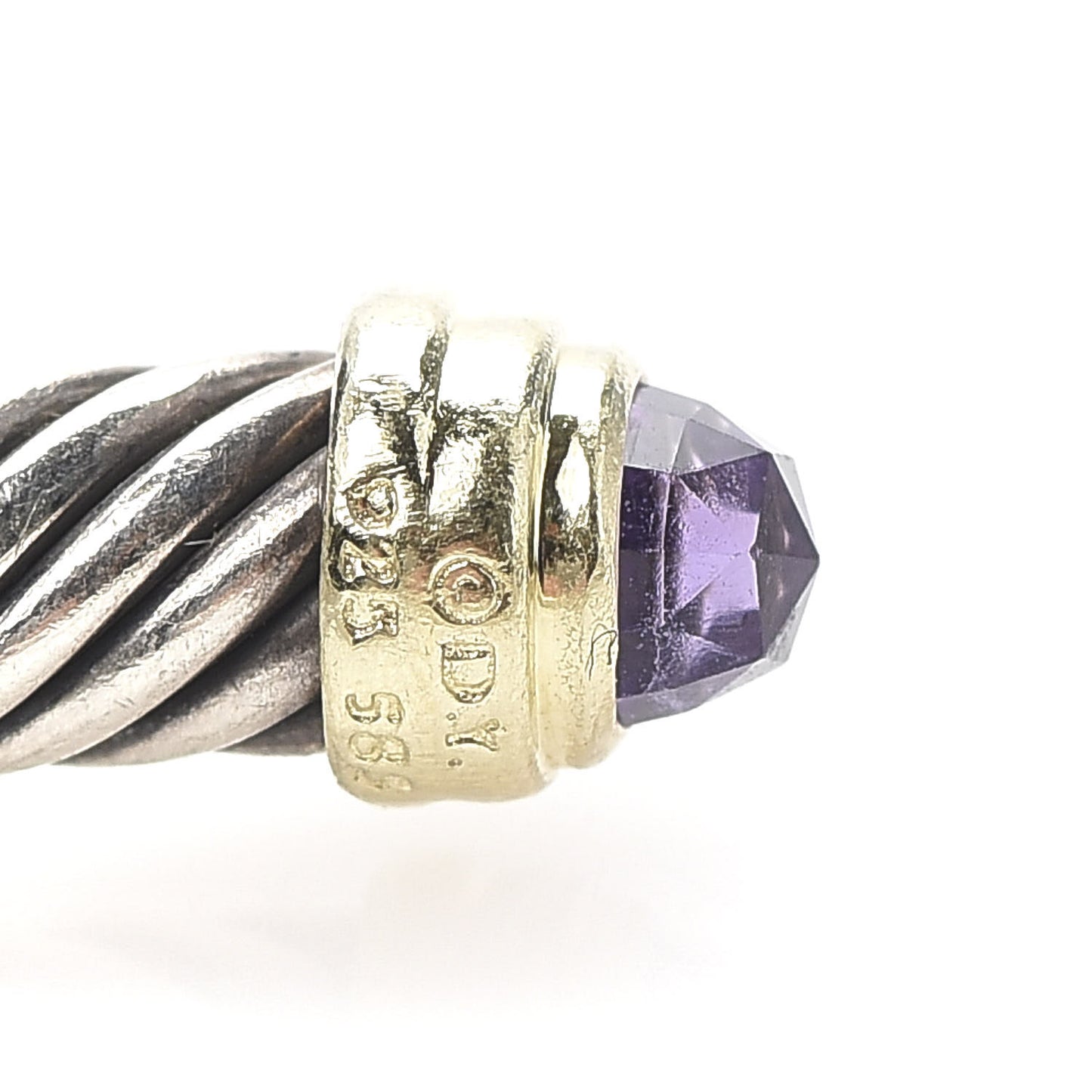 Sterling Silver 14K Yellow Gold Amethyst 5mm Cable Classics Petite Color Bracelet