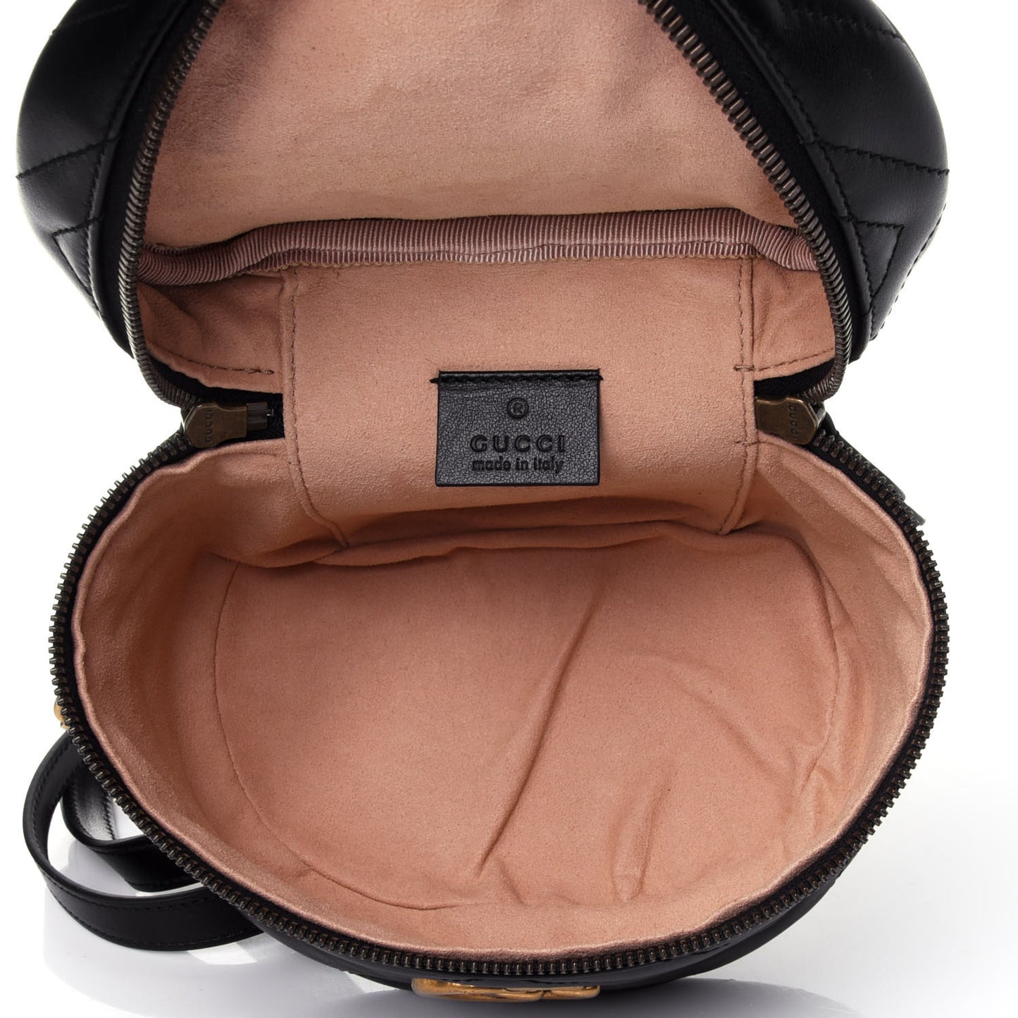 Calfskin Matelasse Mini GG Marmont Round Backpack Black