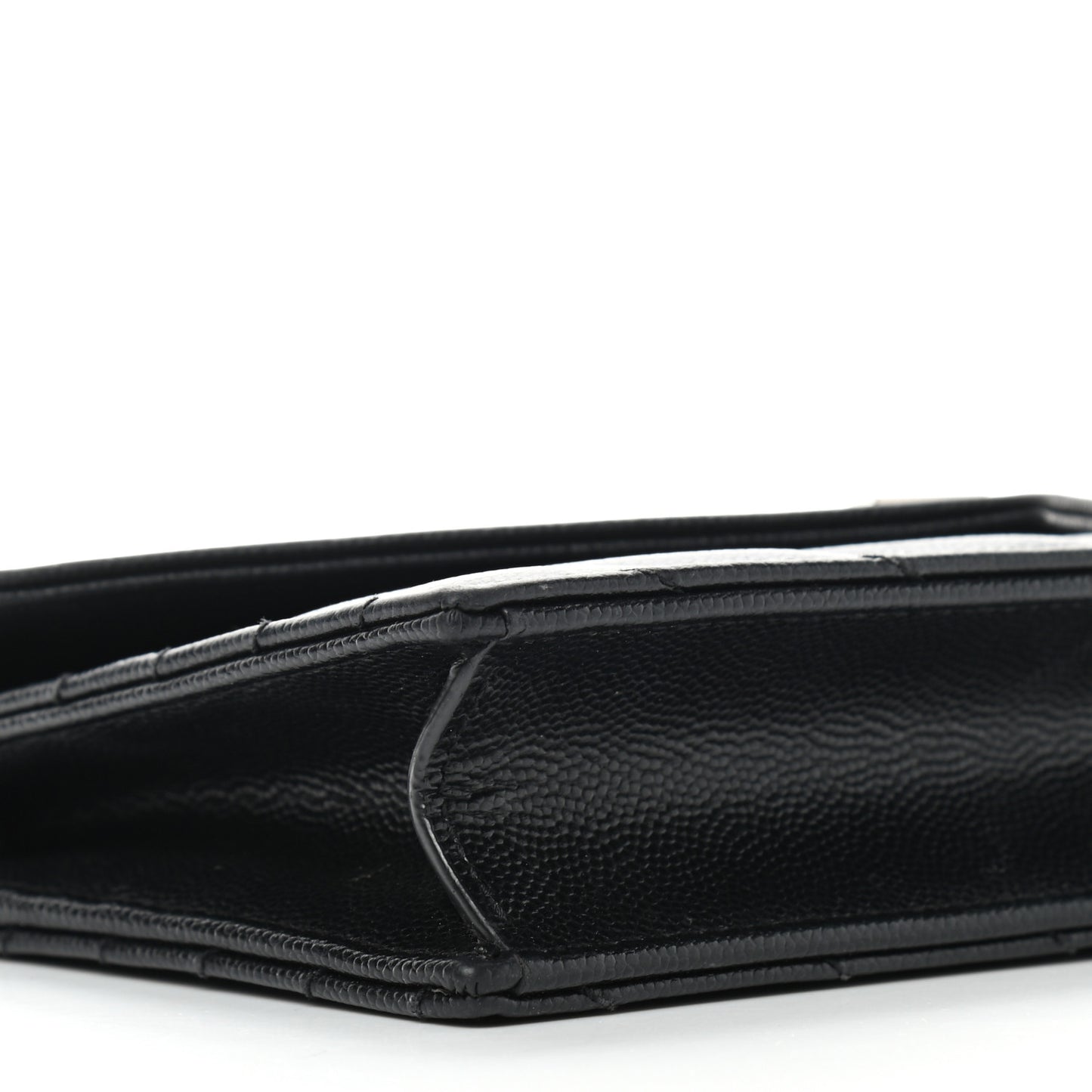 Grain De Poudre Matelasse Chevron Monogram Envelope Chain Wallet Black