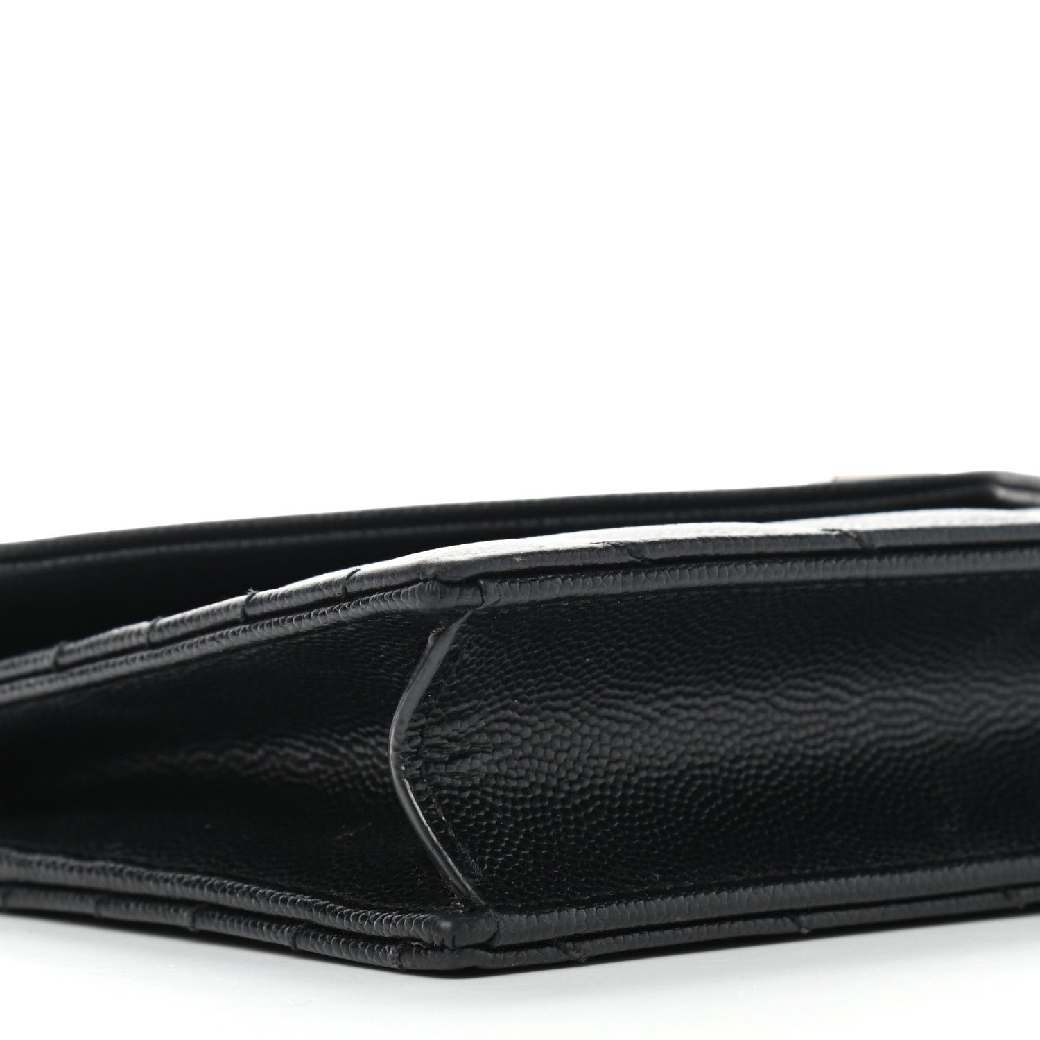 Saint Laurent Grain De Poudre Matelasse Chevron Monogram Envelope Chain Wallet Black 8 of 12
