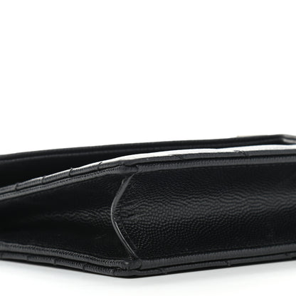 Saint Laurent Grain De Poudre Matelasse Chevron Monogram Envelope Chain Wallet Black 8 of 12