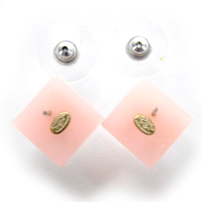 Chanel Resin Baguette Crystal Geometric Square CC Earrings Pink 3 of 6