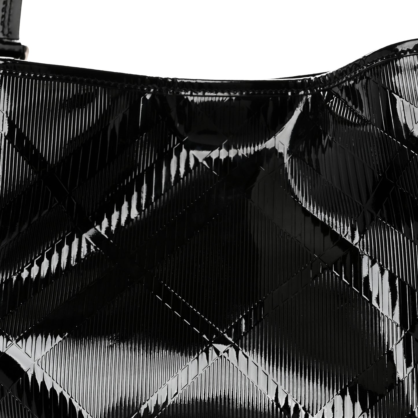 Patent Check Embossed Small Bilmore Tote Black