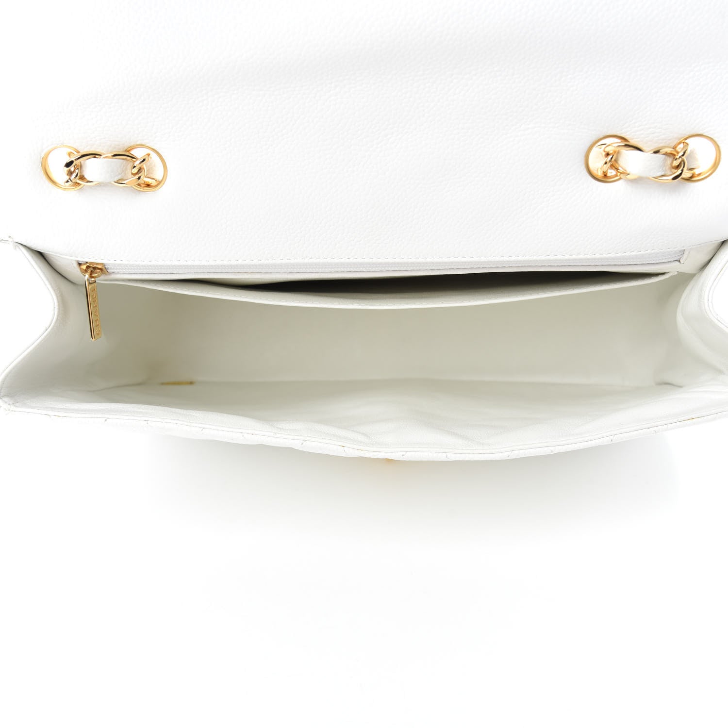 Chanel Caviar Quilted Jumbo Single Flap White 5 of 11
