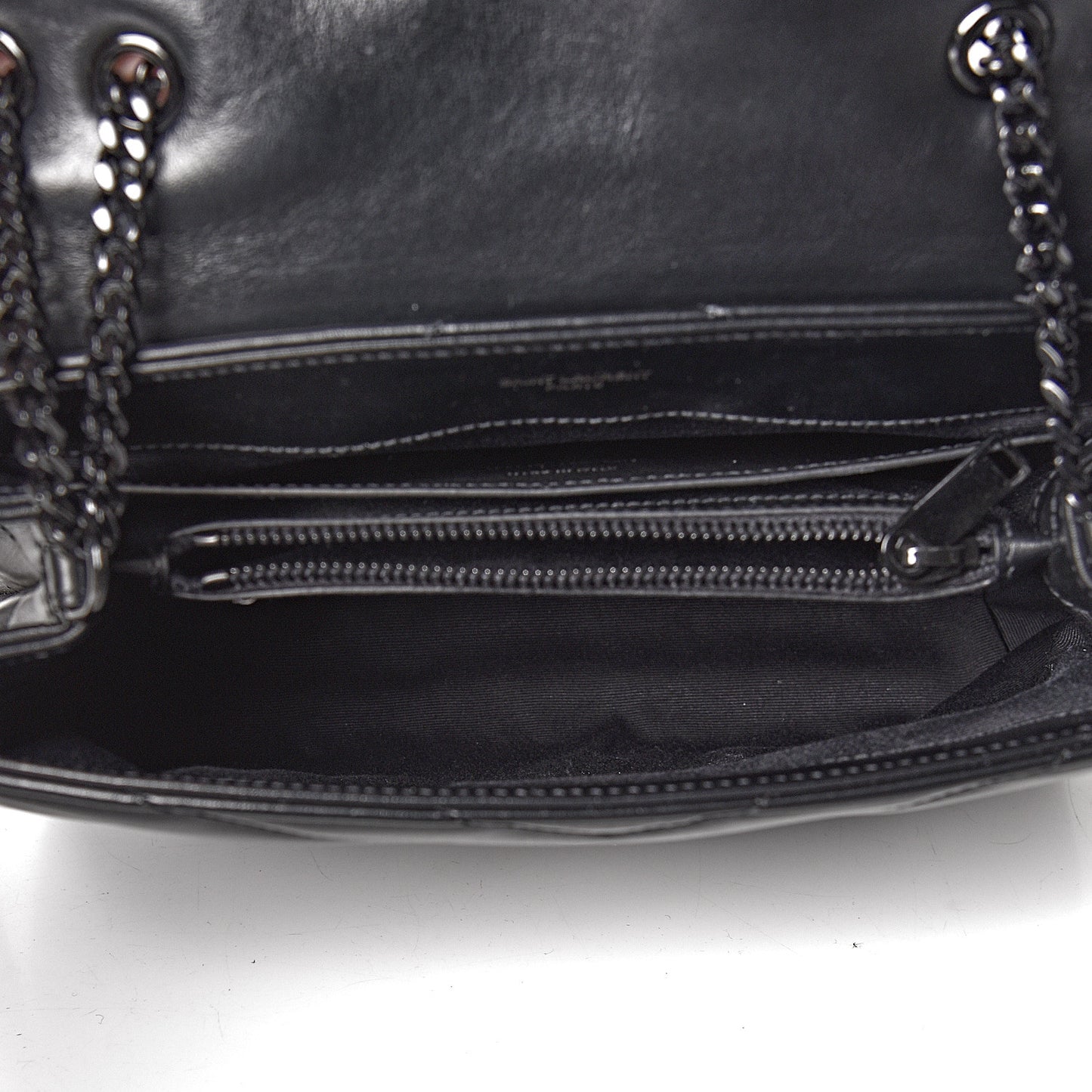 Calfskin Y Quilted Monogram Small Loulou Chain Satchel Black