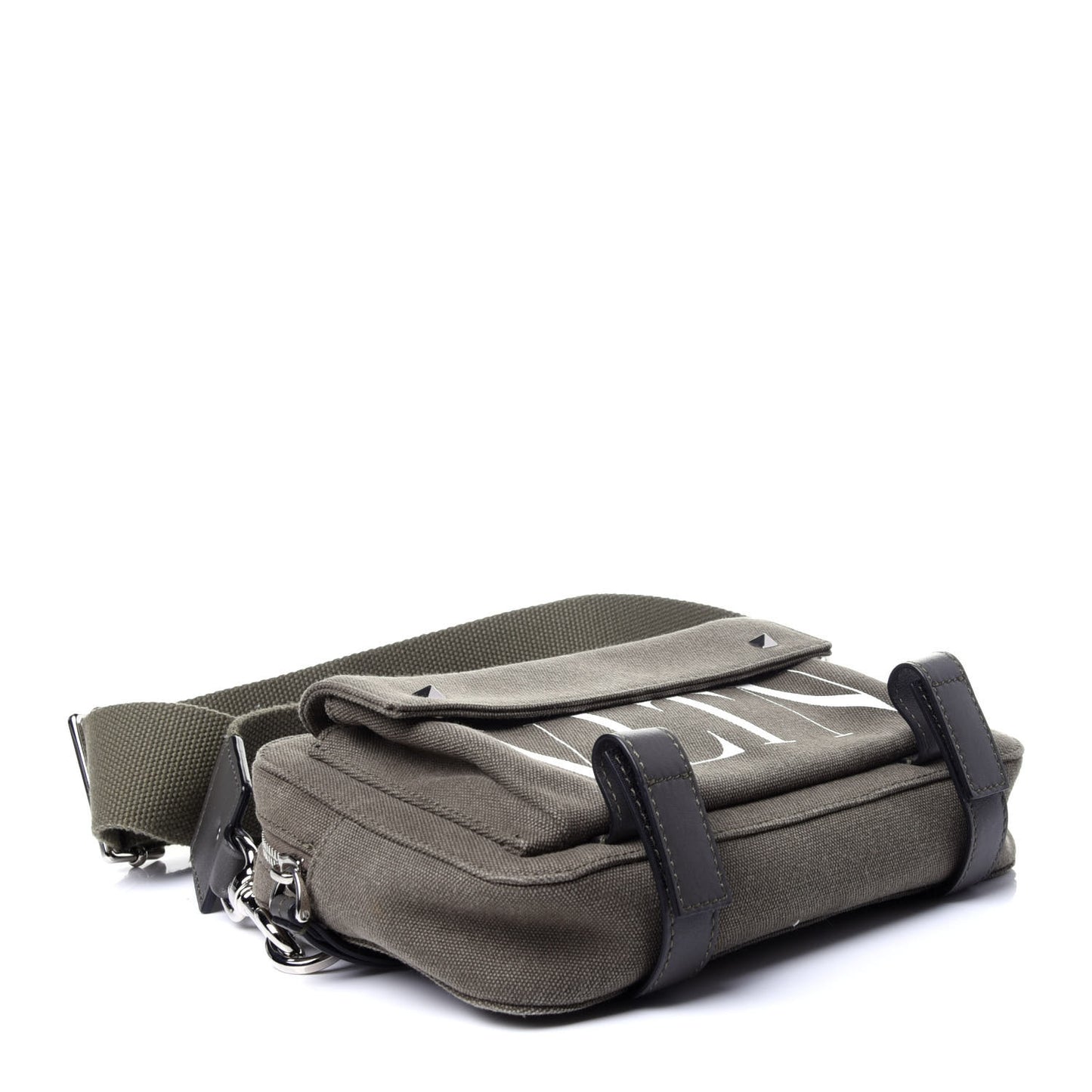 Canvas VLTN Print Rockstud Crossbody Olive