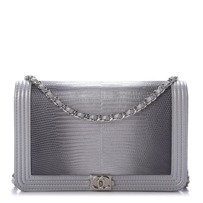 Chanel Lizard Calfskin Boy Wallet on Chain WOC Black Silver 1 of 12