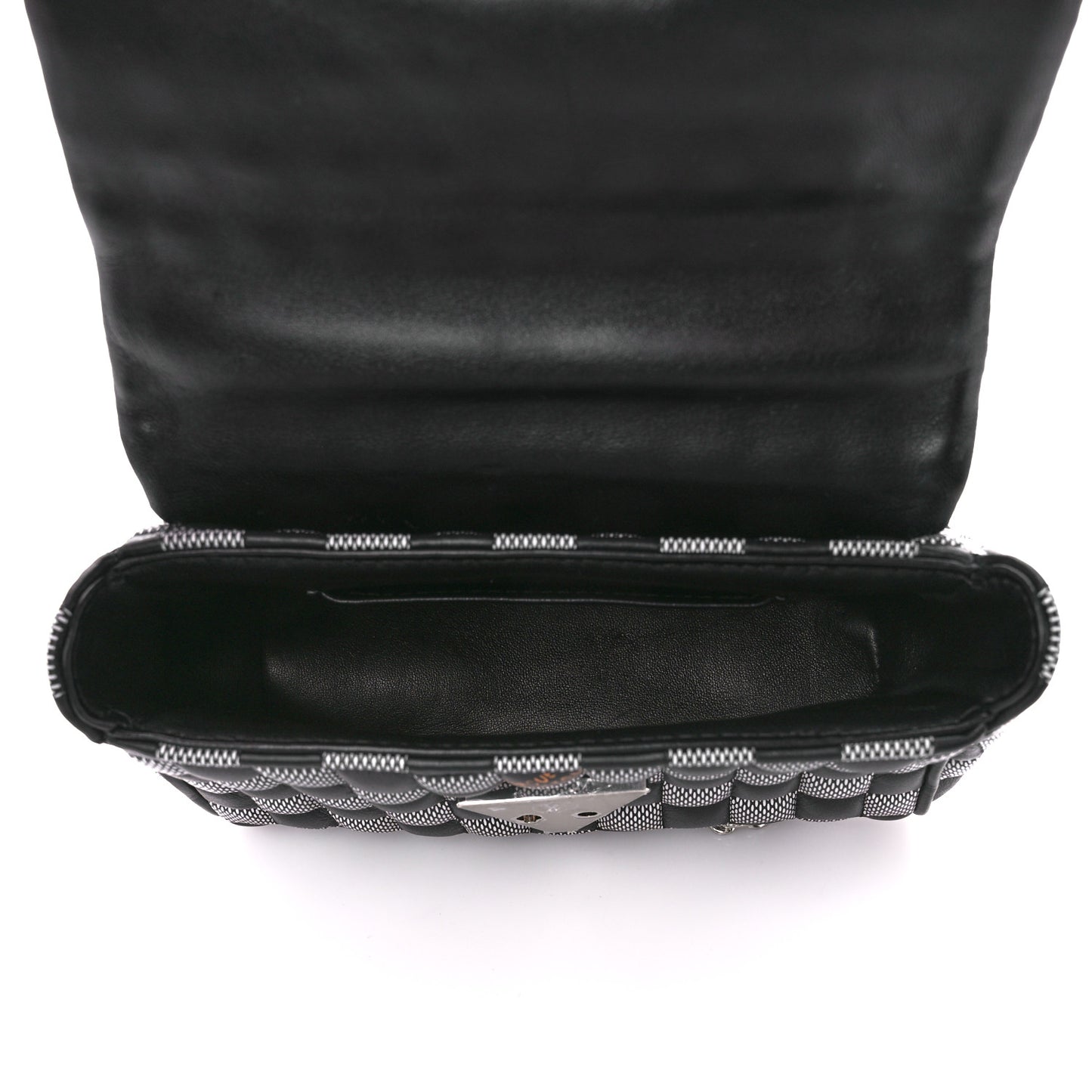 Calfskin Damier Twist Shoulder Bag BB Black White