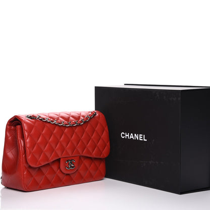 Chanel Lambskin Quilted Jumbo Double Flap Red 8 of 8
