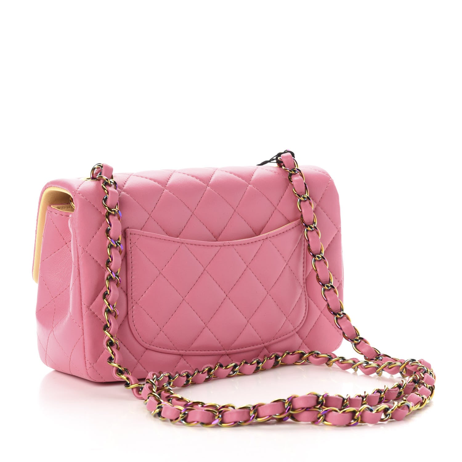 Chanel Lambskin Quilted Mini Rectangular Flap Pink Yellow 3 of 9