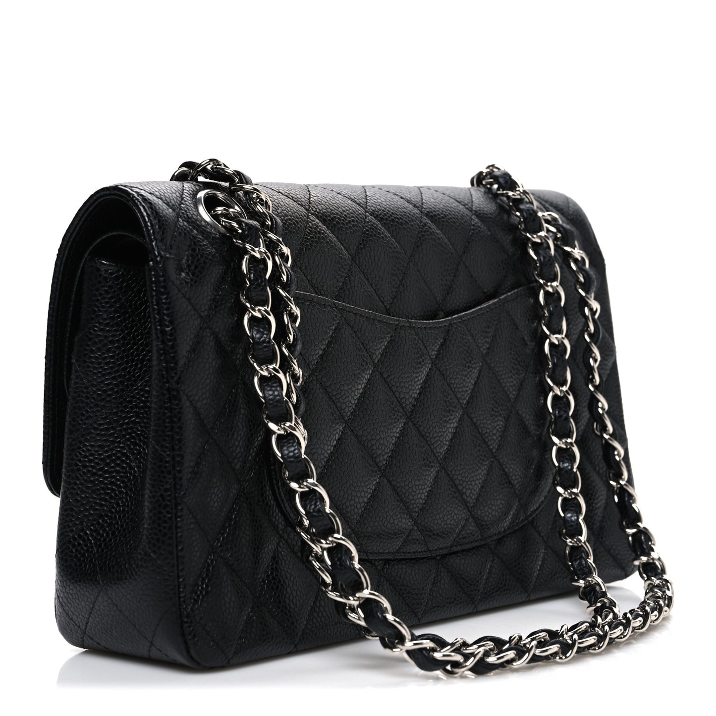 Caviar Quilted Medium Double Flap Black