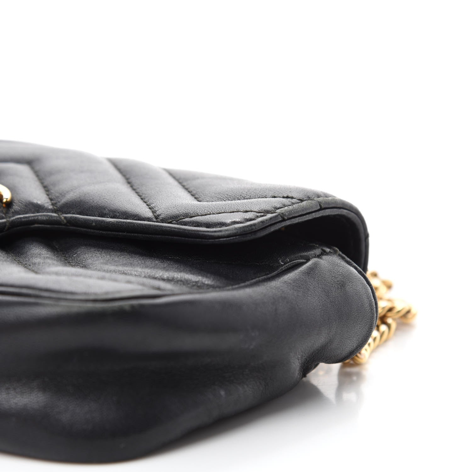 Gucci Calfskin Matelasse Super Mini GG Marmont Shoulder Bag Black 9 of 16