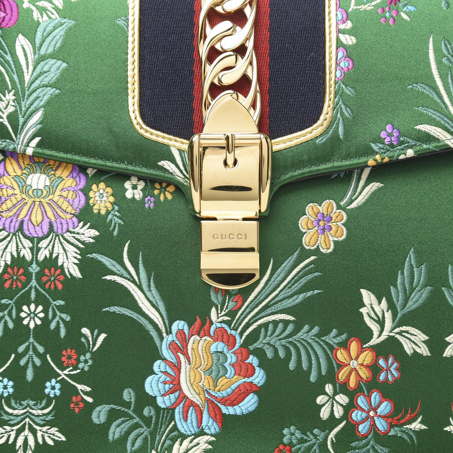 Jacquard Floral Medium Sylvie Top Handle Bag Green Multicolor Black