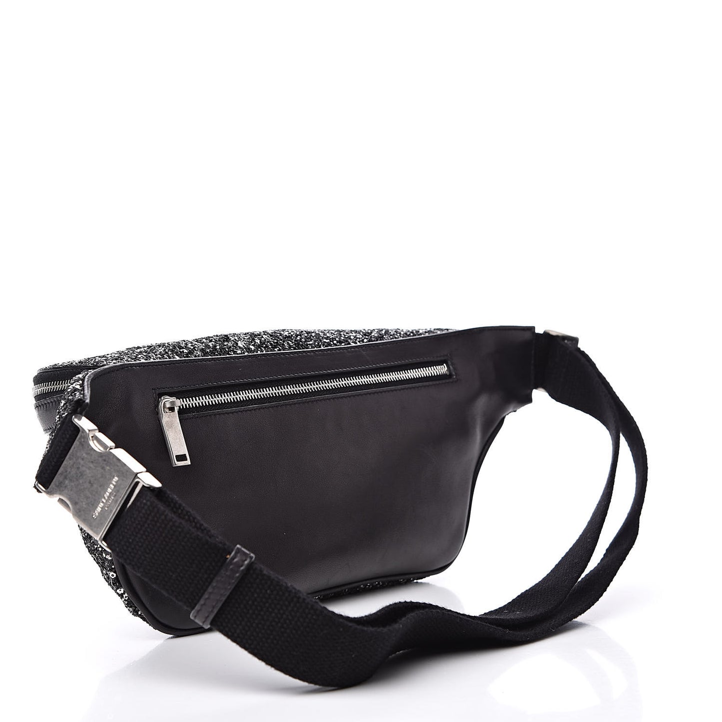 Lambskin Glitter Belt Bag Metallic Black