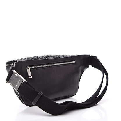 Saint Laurent Lambskin Glitter Belt Bag Metallic Black 3 of 10