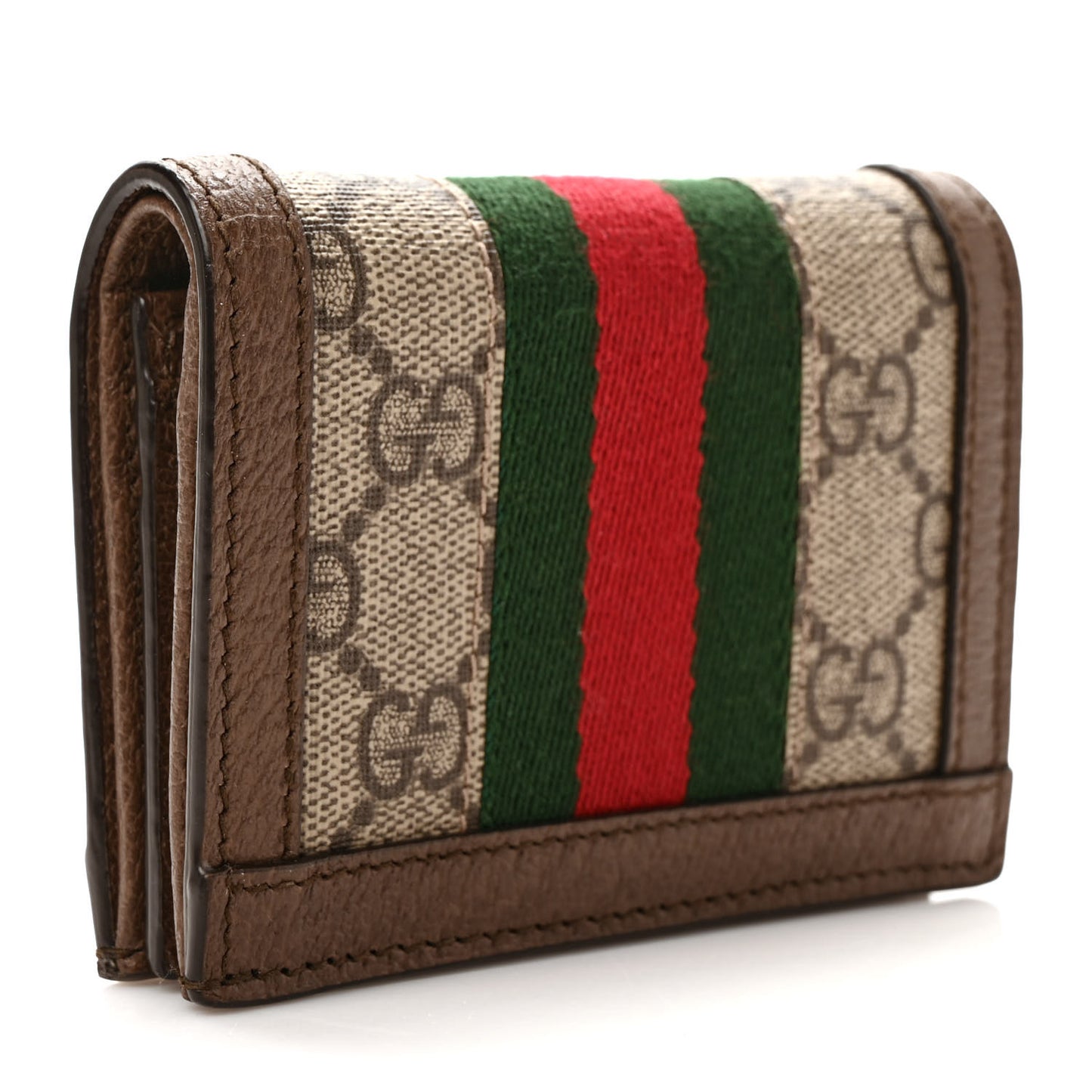 GG Supreme Monogram Web Ophidia Card Case Beige New Acero