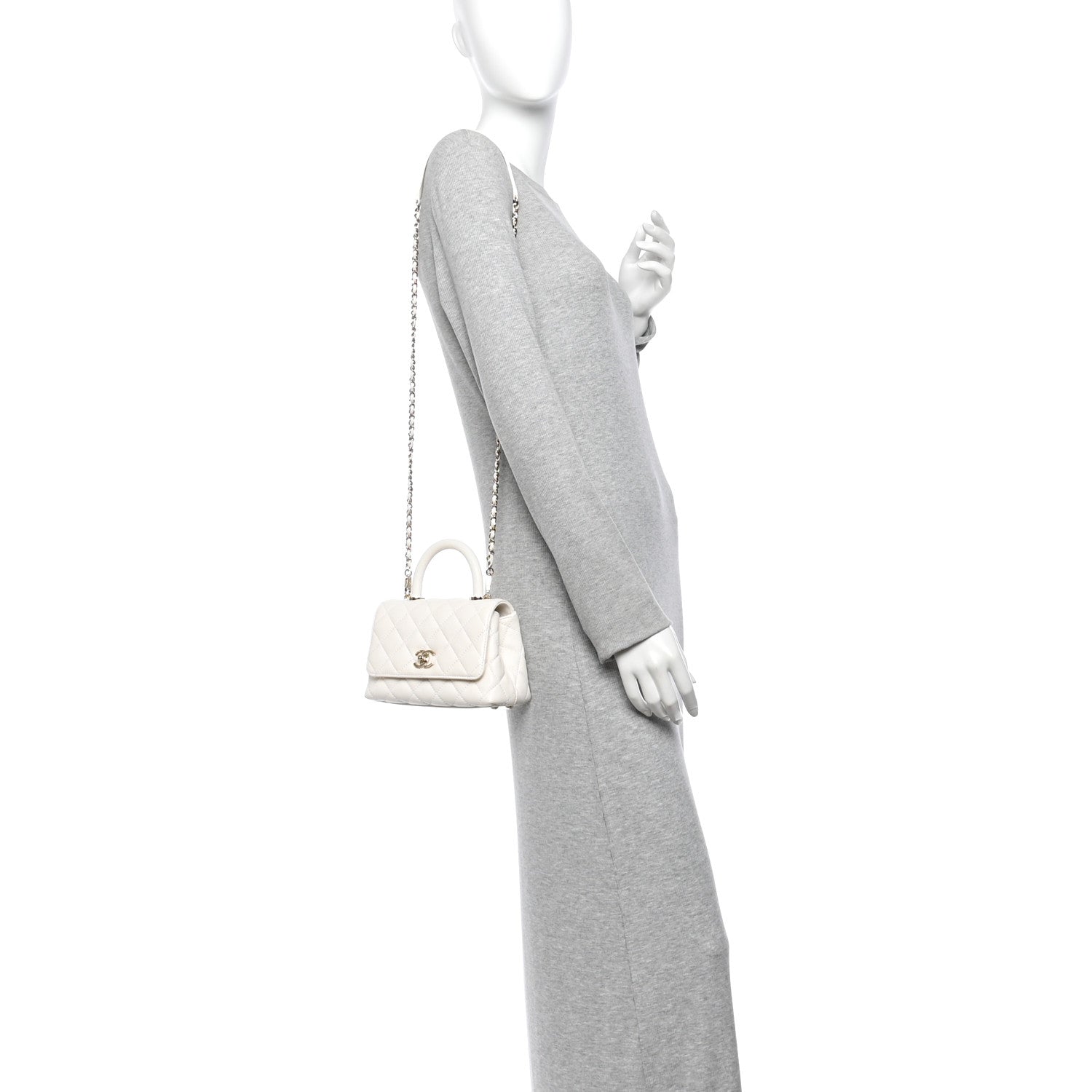 Chanel Caviar Quilted Extra Mini Coco Handle Flap White 2 of 12