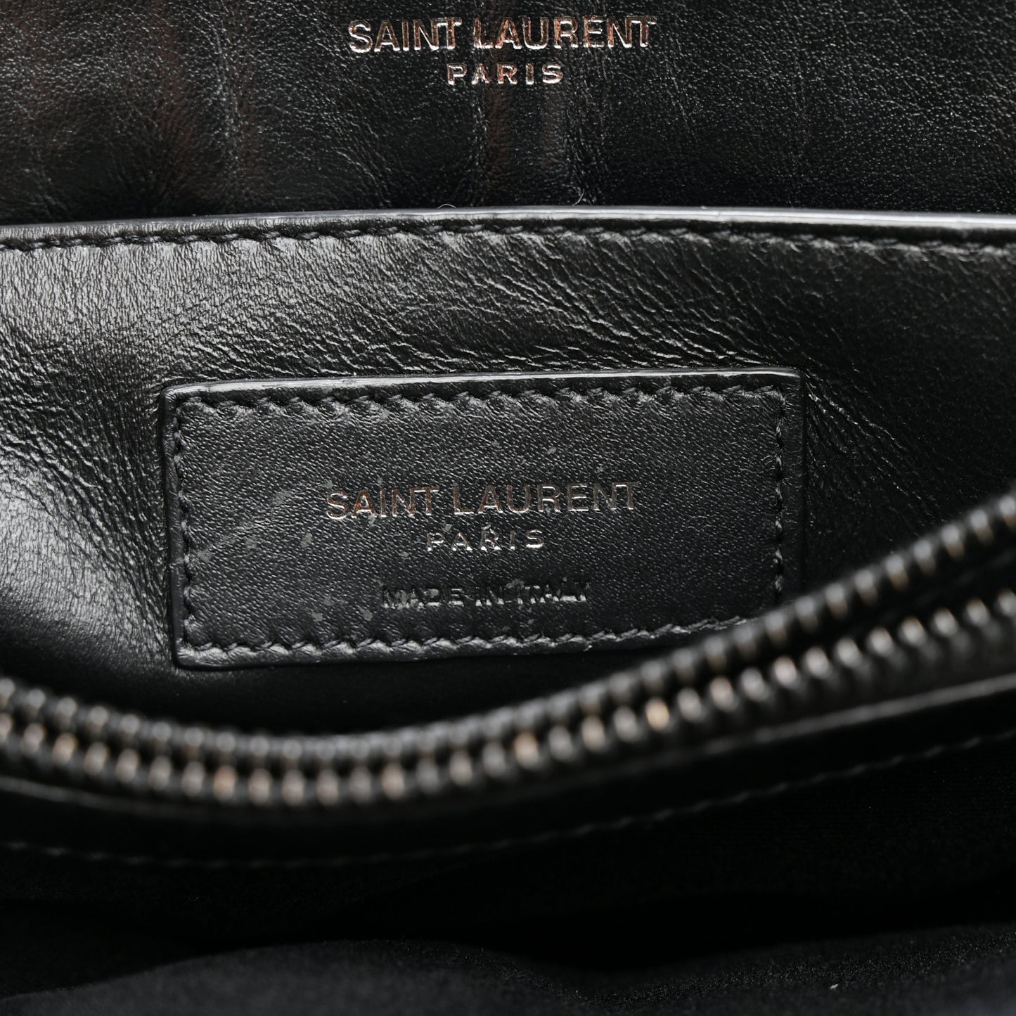 Calfskin Y Quilted Monogram Monochrome Small Loulou Chain Satchel Black