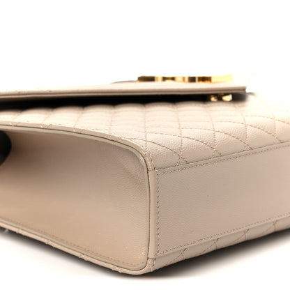 Saint Laurent Grain De Poudre Mixed Matelasse Large Triquilt Monogram Satchel Dark Beige 10 of 11