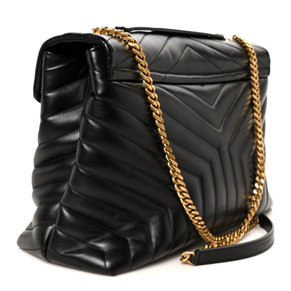 Saint Laurent Calfskin Y Quilted Monogram Large Loulou Chain Satchel Black 3 of 12