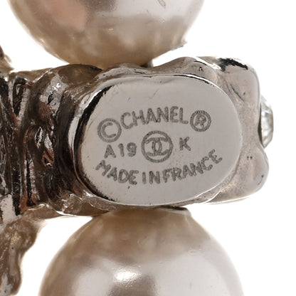 Chanel Crystal Pearl CC Clip On Earrings Silver Black 4 of 6