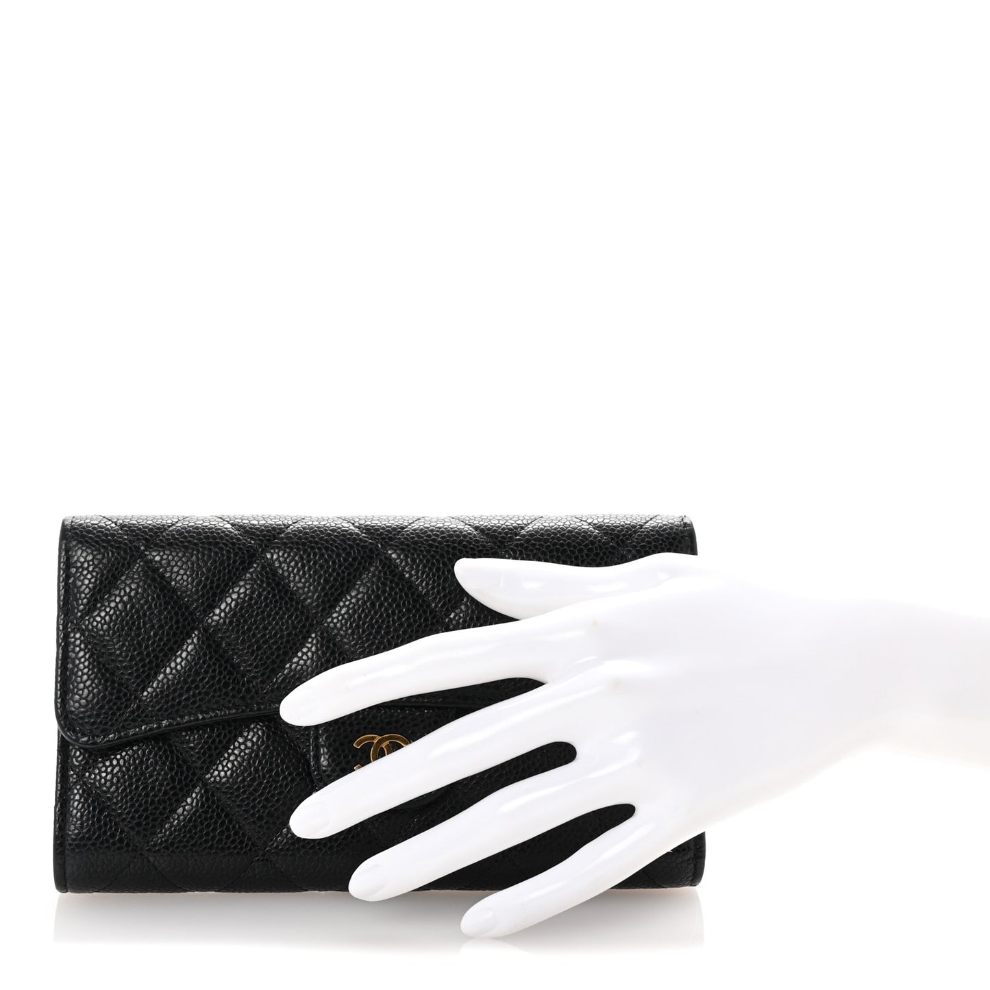Caviar Quilted Large Flap Wallet Black