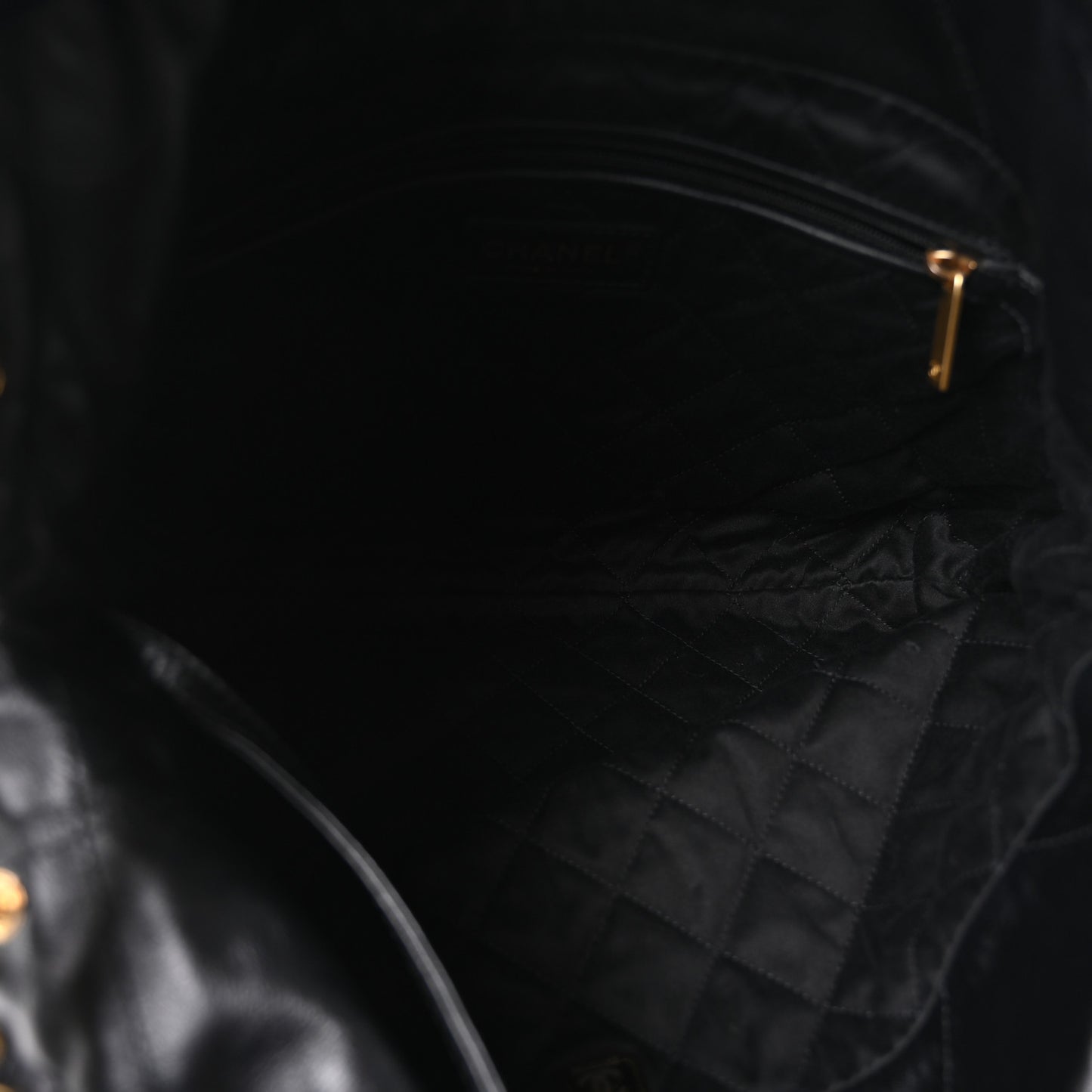 Shiny Calfskin Quilted Small Chanel 22 Black