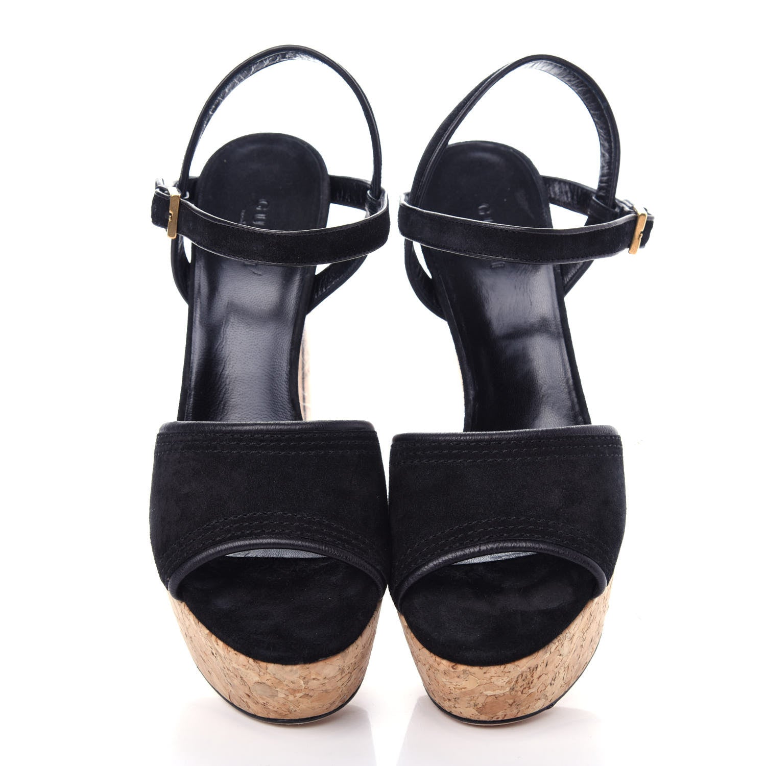 Gucci Suede Cork Platform Sandal 37.5 Black 5 of 11