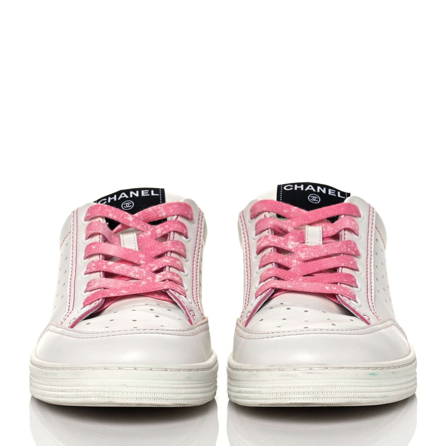 Chanel Calfskin Womens Logo Sneakers 40 White Pink 2 of 10