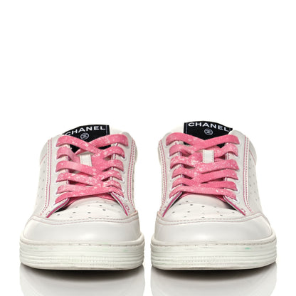 Chanel Calfskin Womens Logo Sneakers 40 White Pink 2 of 10