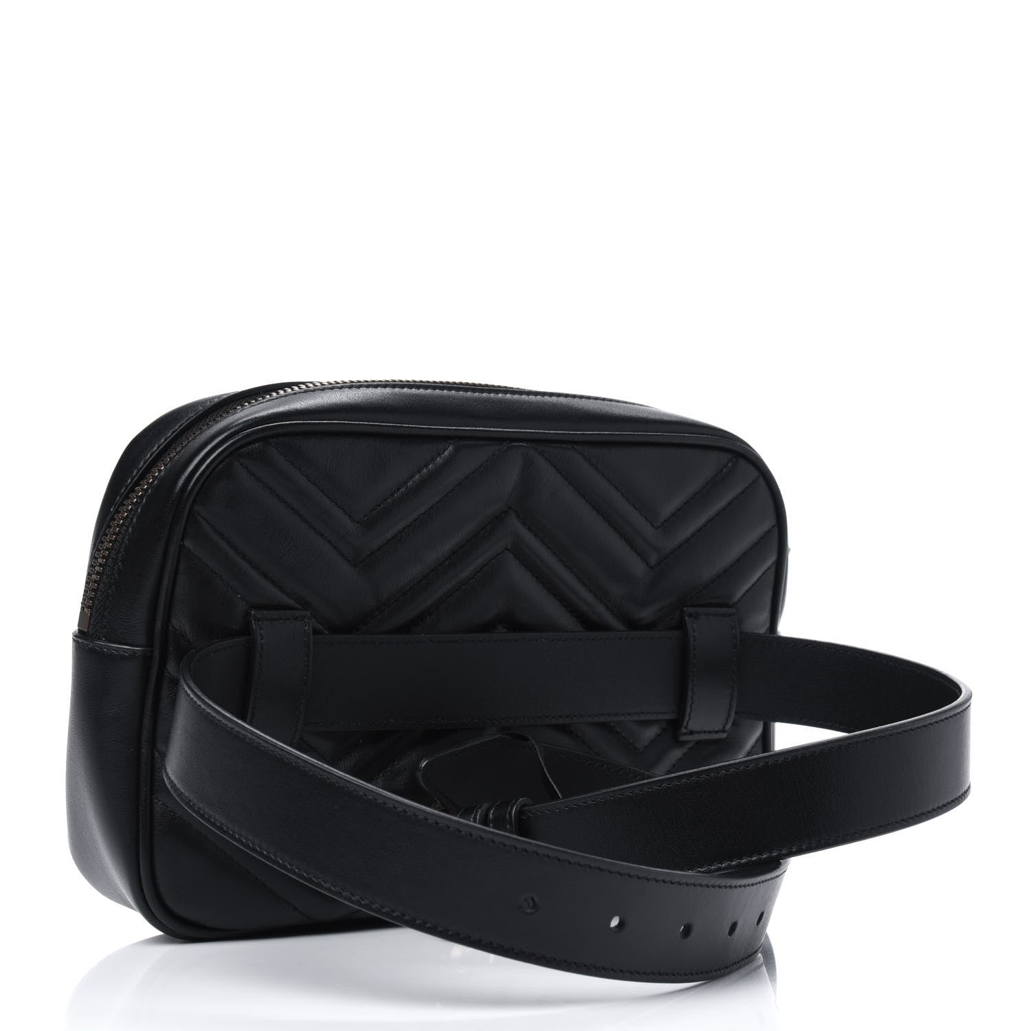 Gucci Calfskin Matelasse Mens GG Marmont Belt Bag 80 32 Black 2 of 12