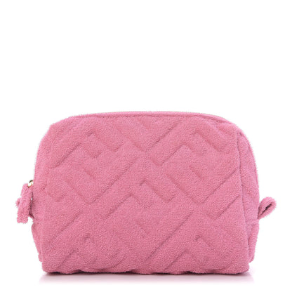 Fendi Terry Cloth Vitello Century Matte FF 1974 Embossed Small Trapezoid Beauty Pouch Lollypop 1 of 10