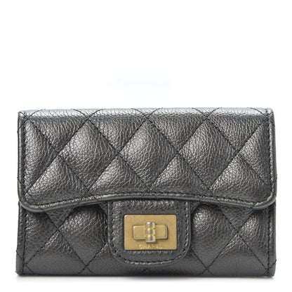 Chanel Metallic Calfskin Quilted Reissue Flap Card Holder Grey 1 of 10