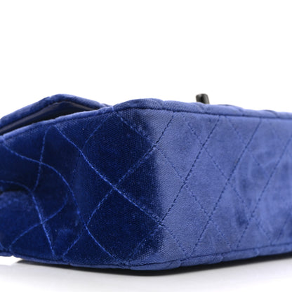 Chanel Velvet Quilted Mini Rectangular Flap Dark Blue 9 of 11