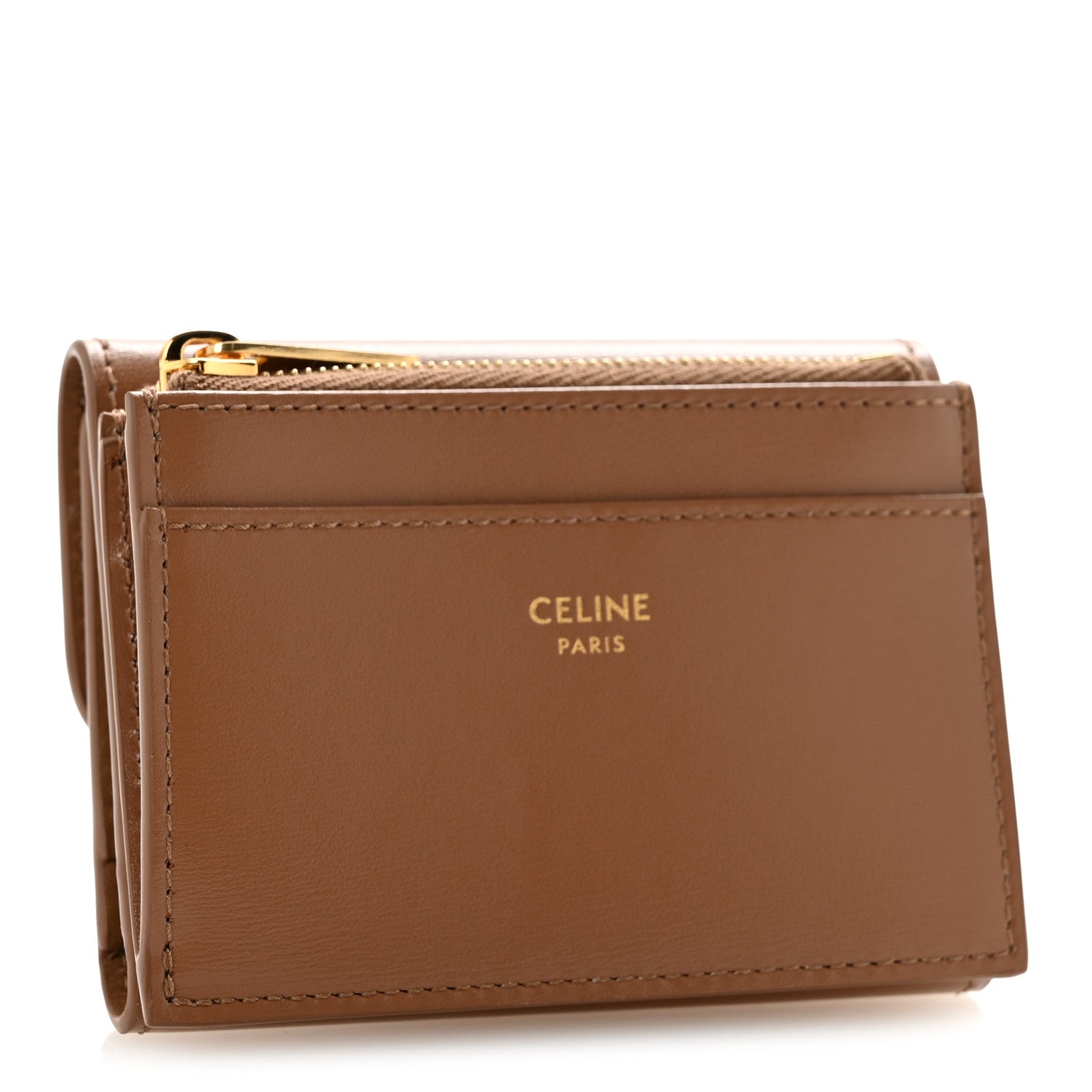 Celine Calfskin Compact Triomphe Wallet With Coin Purse Bronze 4 of 9