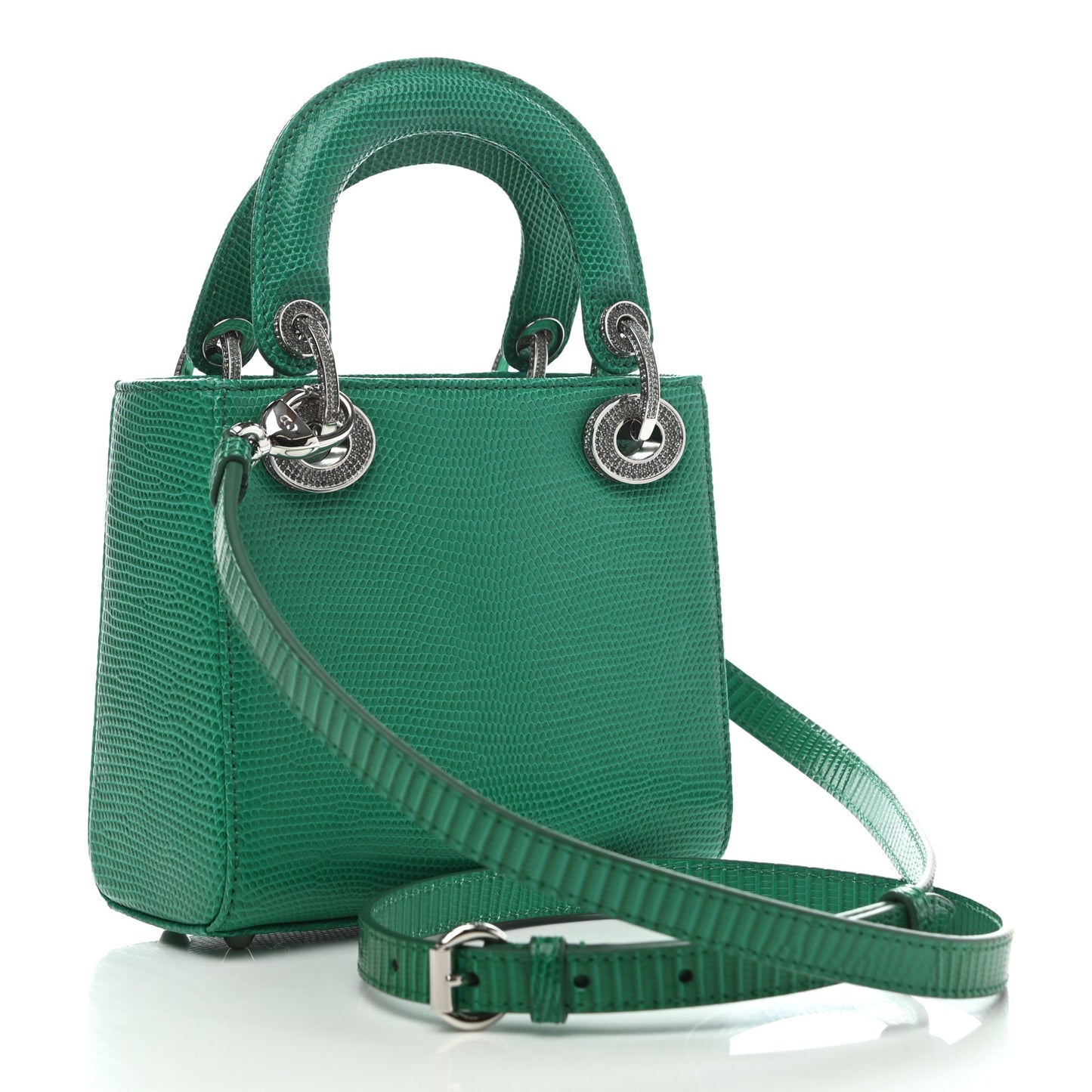Lizard Swarovski Crystal Mini Lady Dior Green