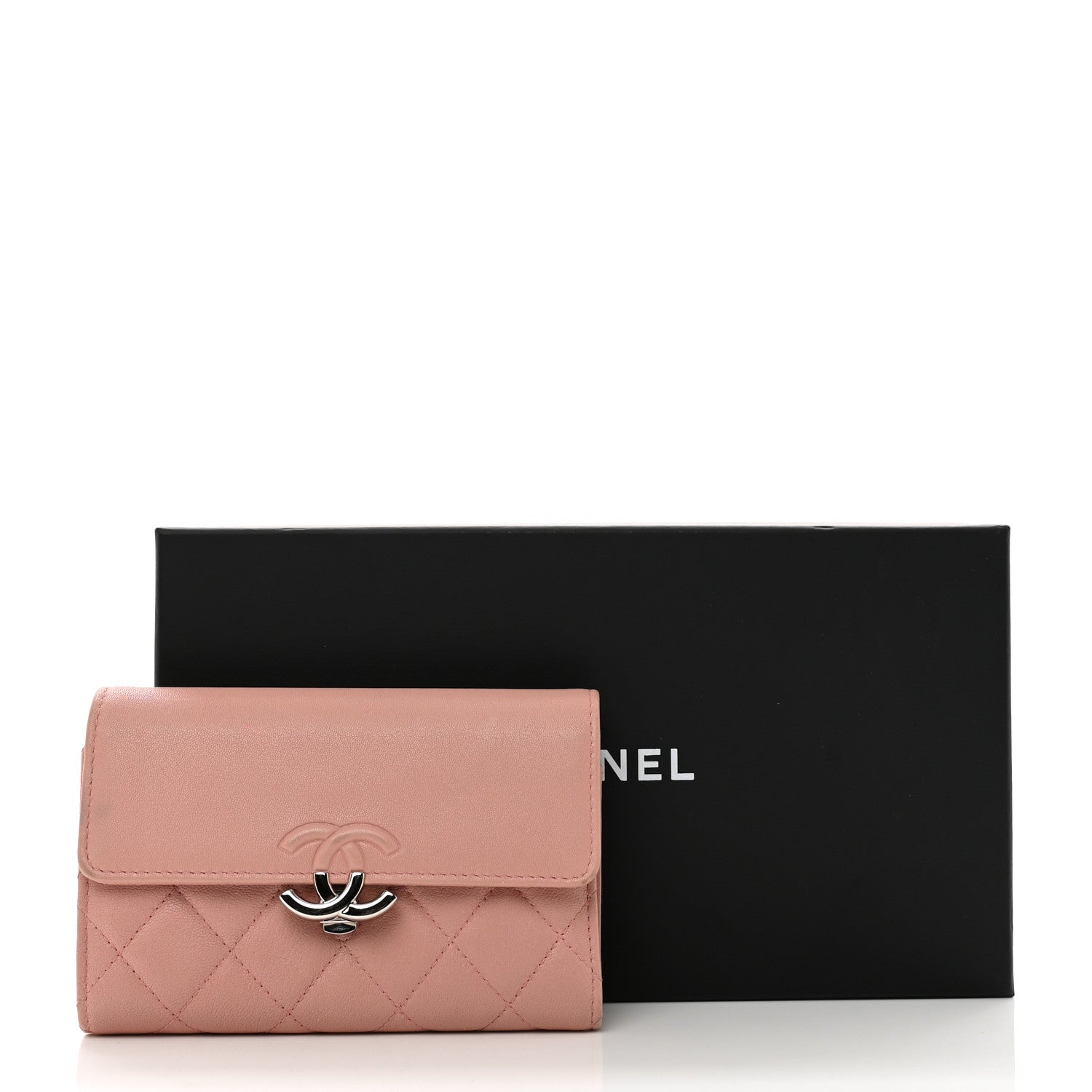 Chanel Lambskin Quilted CC Box Flap Wallet Light Pink 3 of 12