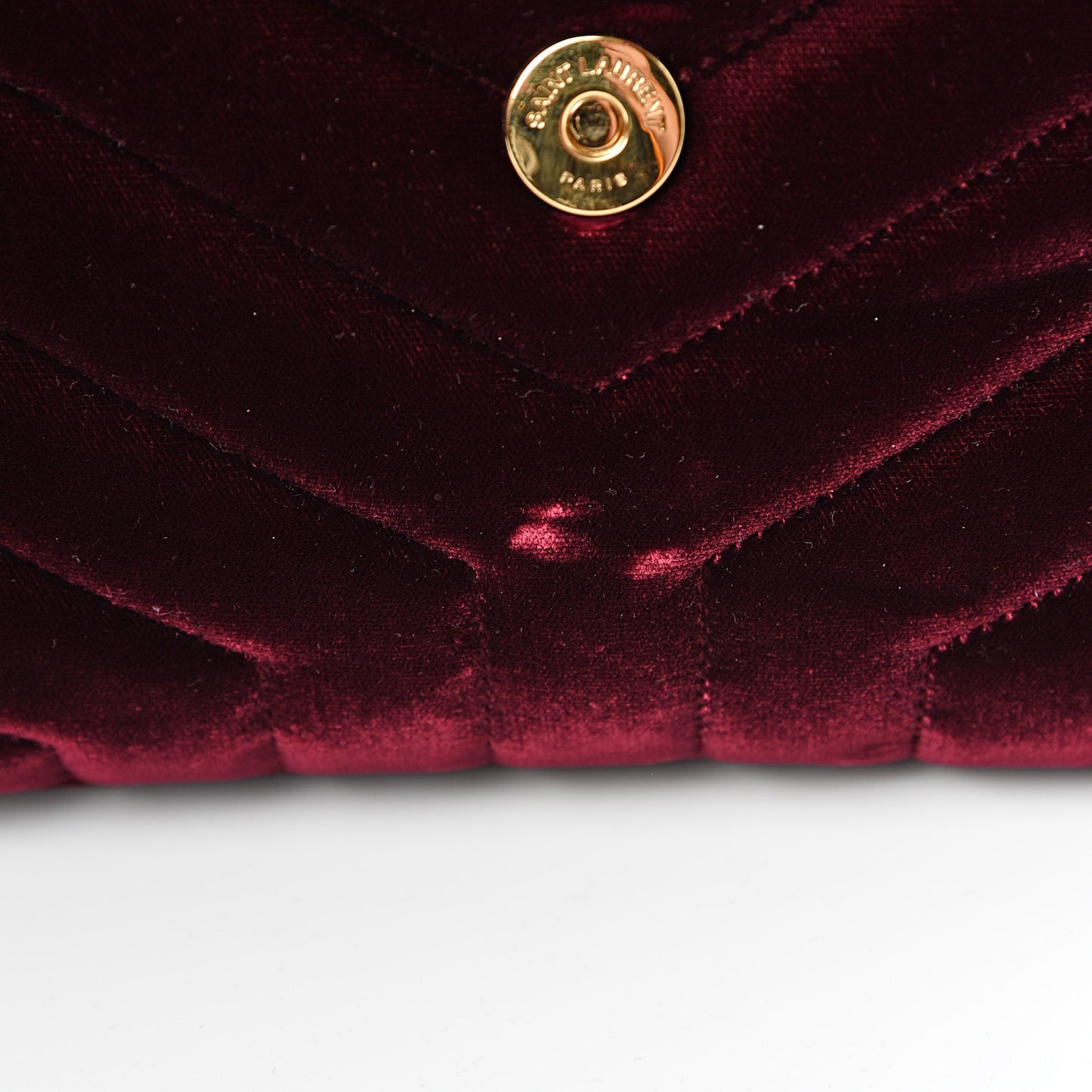 Velvet Y Quilted Monogram Small Loulou Chain Satchel Burgundy