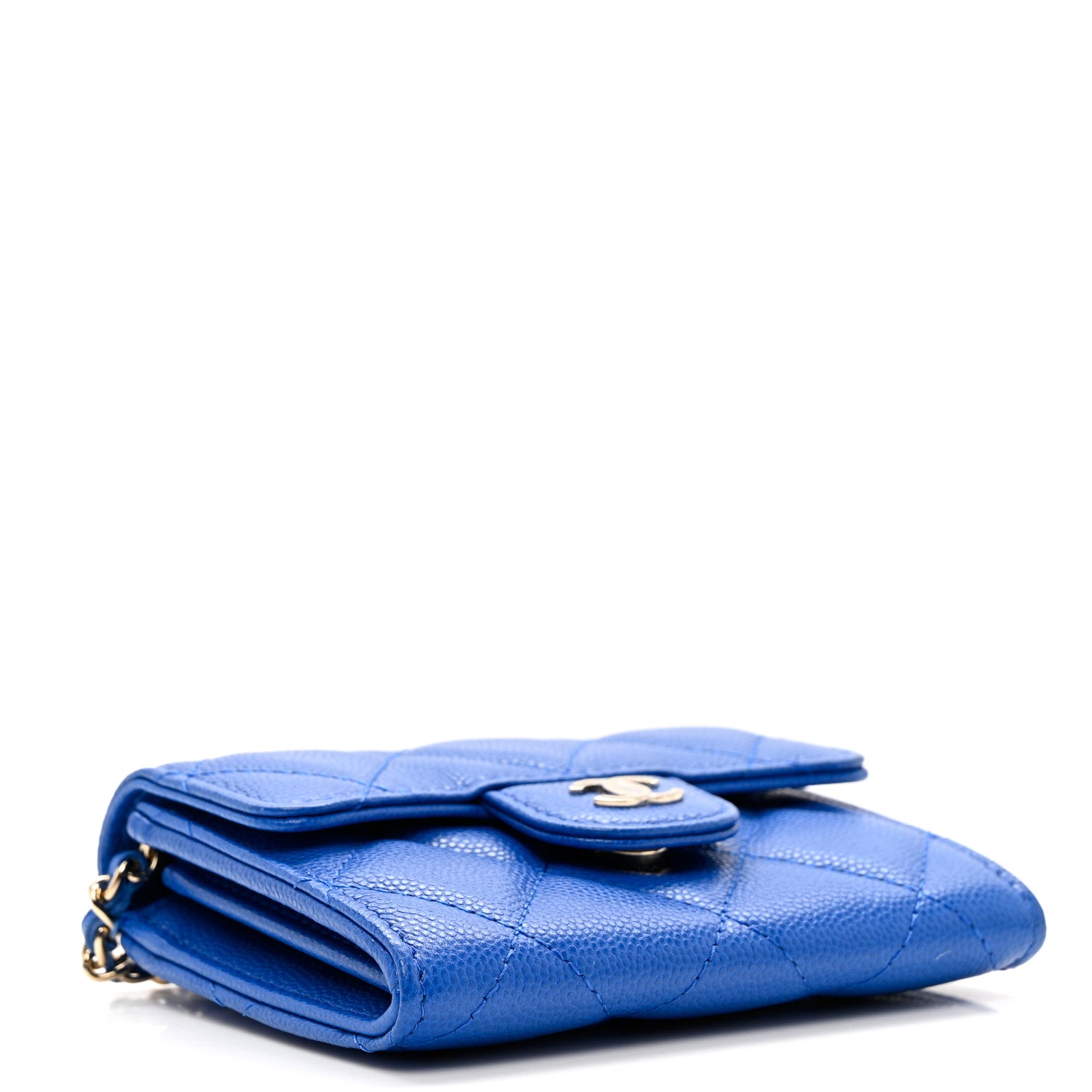 Chanel Caviar Quilted Flap Card Holder On Chain Blue 4 of 10