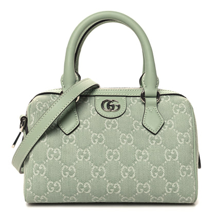 Gucci Denim GG Monogram Calfskin Mini Ophidia Top Handle Bag Pale Green 1 of 10