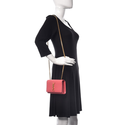 Saint Laurent Grain De Poudre Small Monogram Kate Satchel Rose Clair 2 of 12