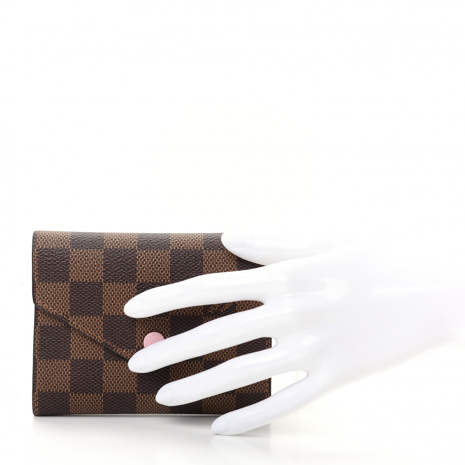 Louis Vuitton Damier Ebene Victorine Wallet Rose Ballerine 2 of 7