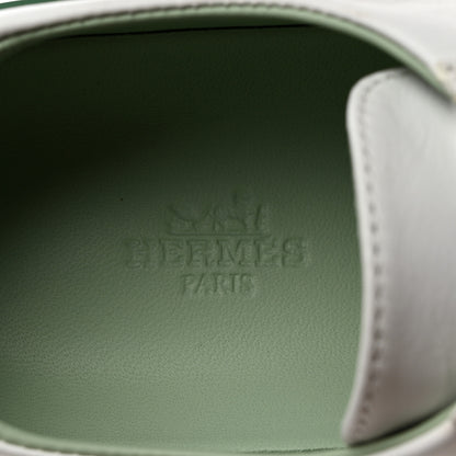 Hermes Shiny Lizard Calfskin Deep Sneakers 38 White Vert Jade 6 of 8
