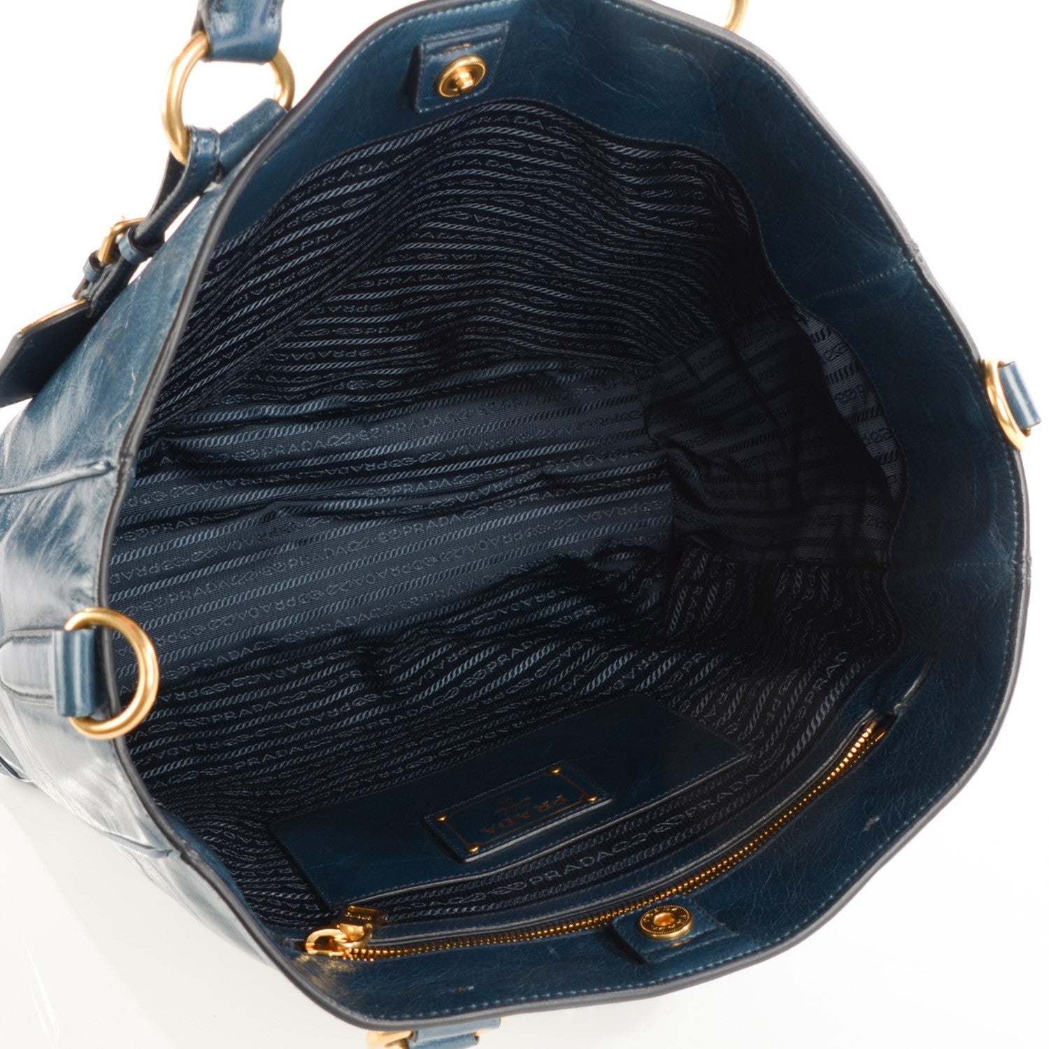 Prada Vitello Shine Tote Denim 5 of 11