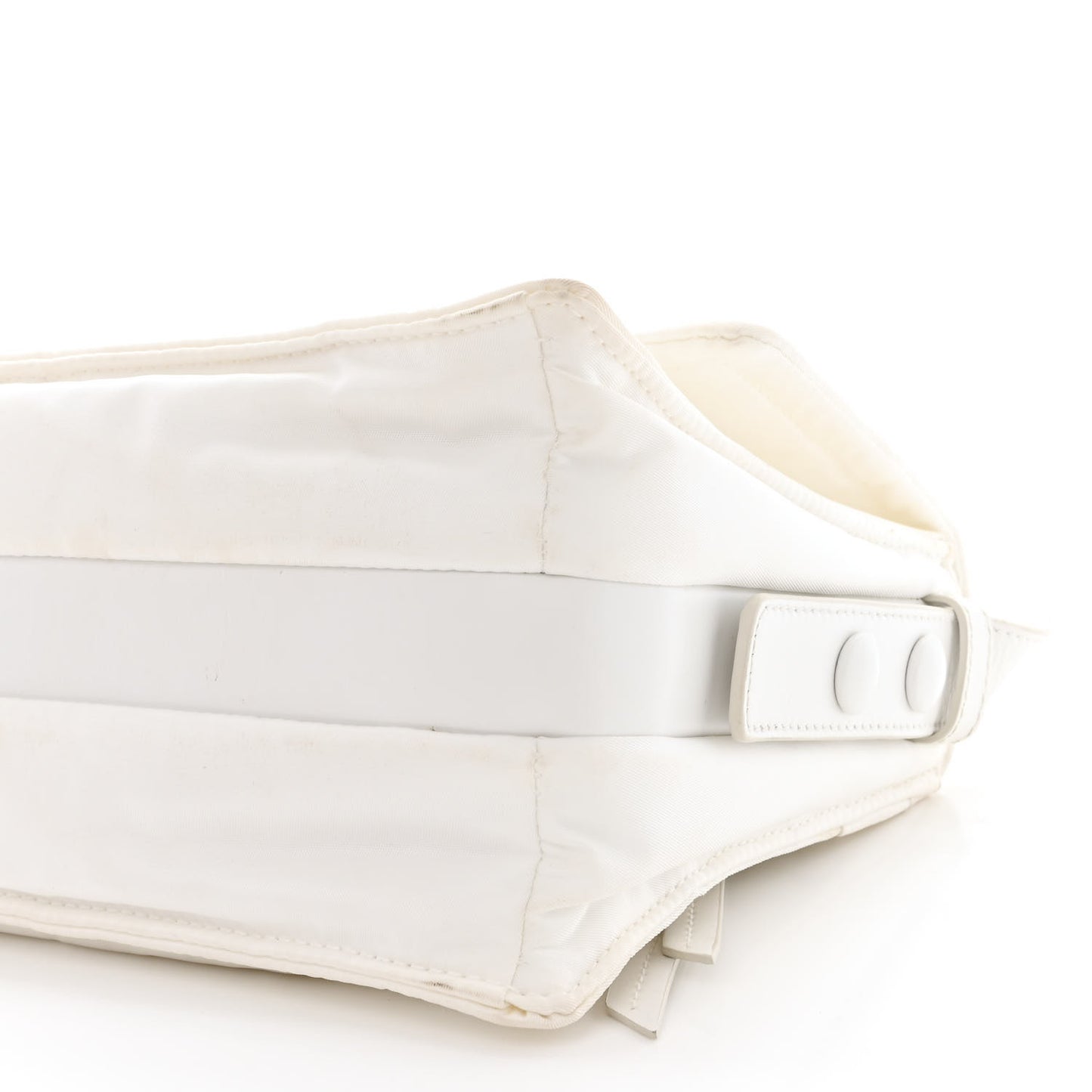Re-Nylon Vitello Padded Small Flap Shoulder Bag White