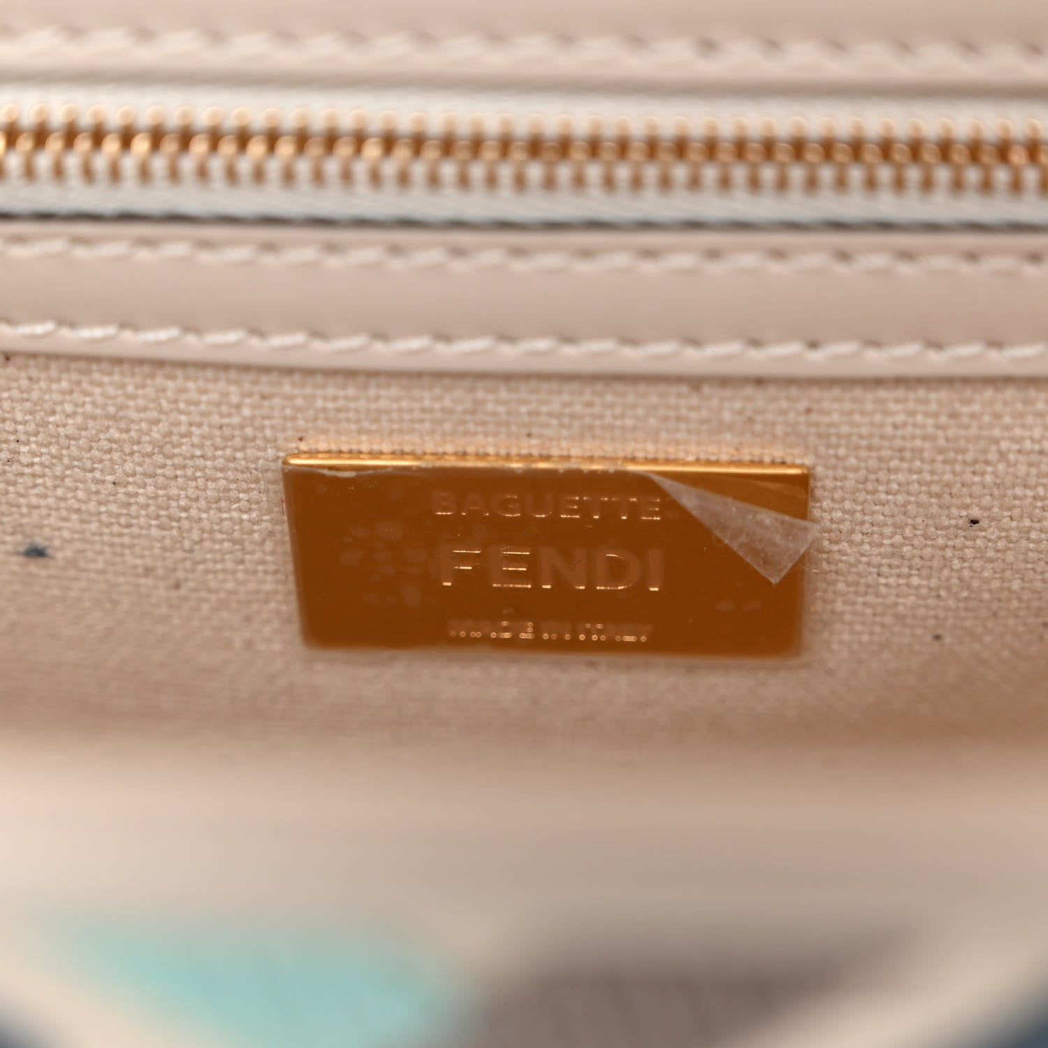 Fendi Canvas Vitello Seta FF Multicolor Embroidered Baguette Grezzo Multicolor Latte 6 of 9